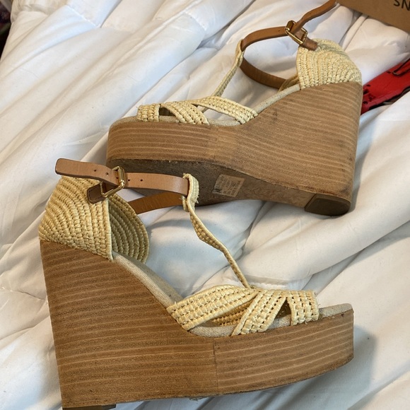 Tory Burch Authentic Beige Platform Wedges- Size 6 - Picture 8 of 11